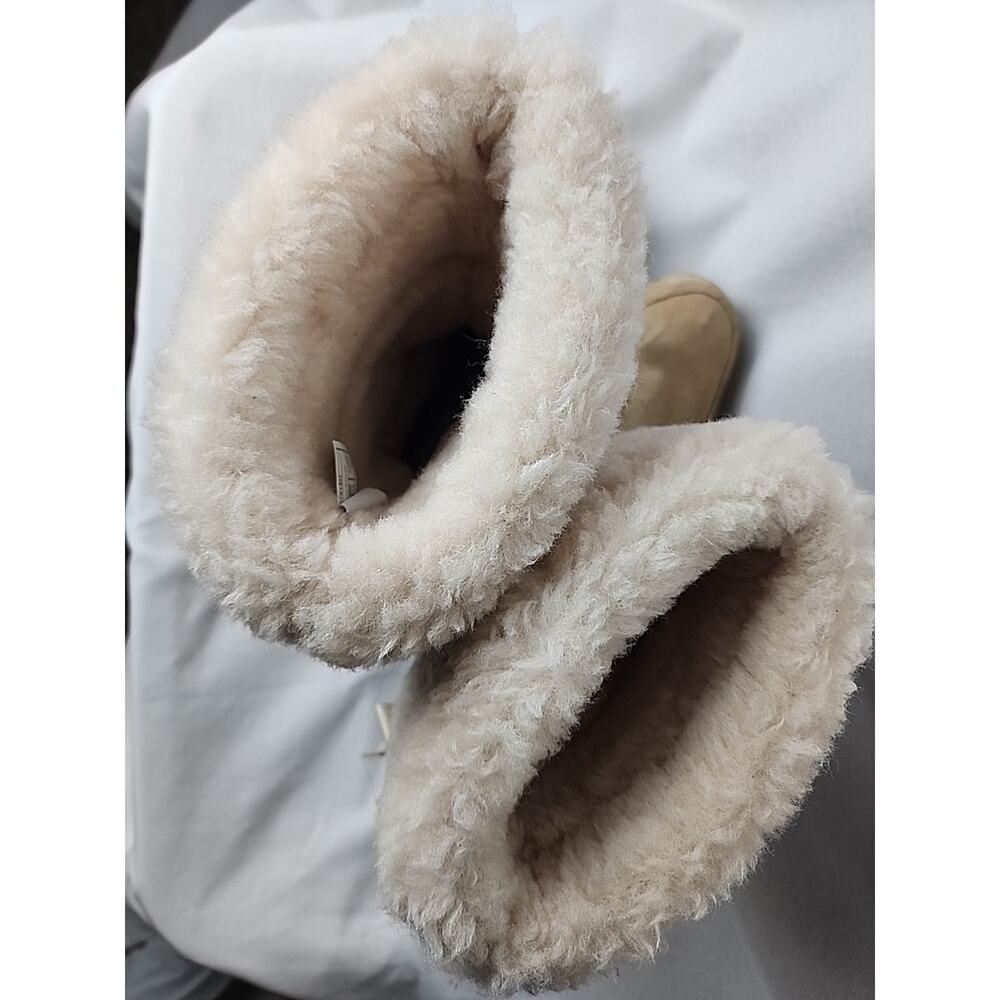 NEW UGG Ingalls Sand Beige Waterproof Leather Fur Bow Snow Boots Size 8.5 Womens - Picture 8 of 12